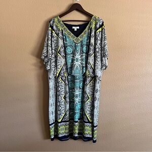 London Times Midi Geometric Pattern Popover Dress Size 22W